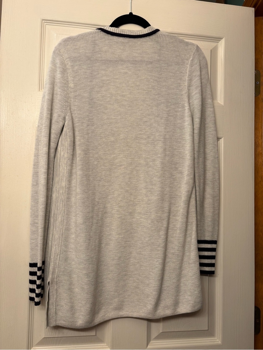 T by Talbots Cream Knit Sweater with Navy Trim